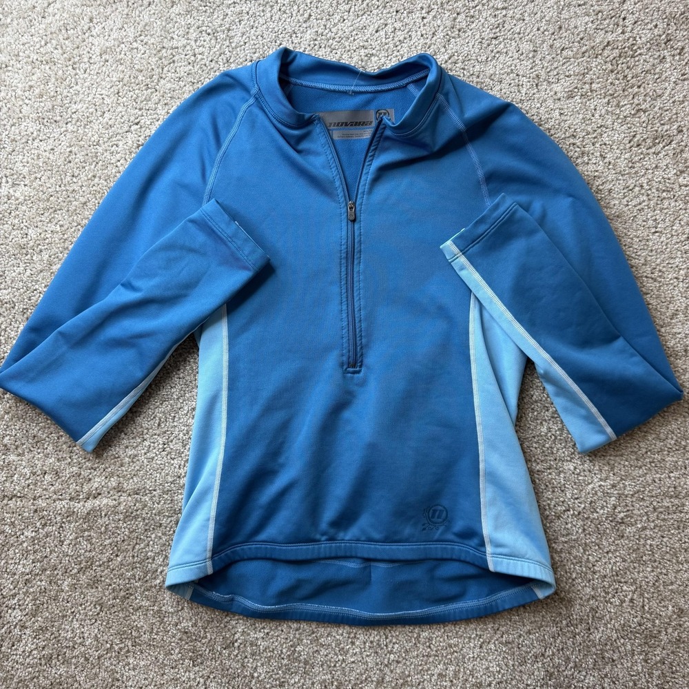Novara Cycling Jersey Womens Small Blue Colorblock Long Sleeve 1/4 Zip Pockets
